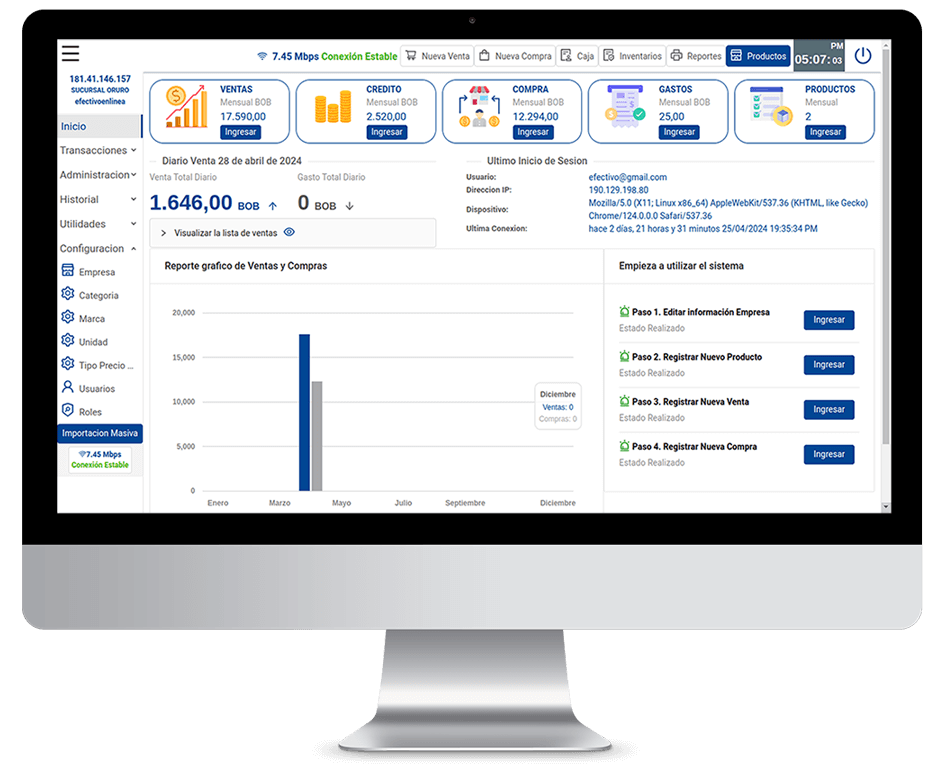 efectivo.io - Sistema de ventas e inventario